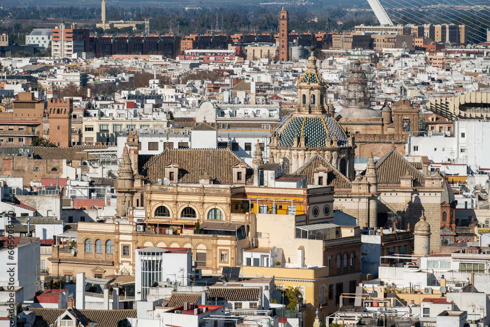 aerial view over Sevilla Spain