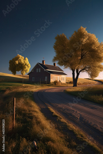 Landscape with a house Nebraska, USA. Poster