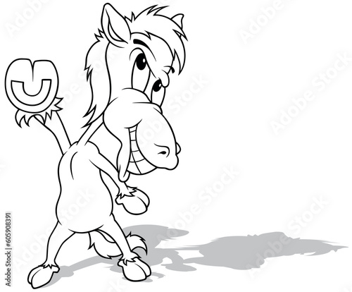 Drawing of a Smiling Horse Dancing on its Hind Legs