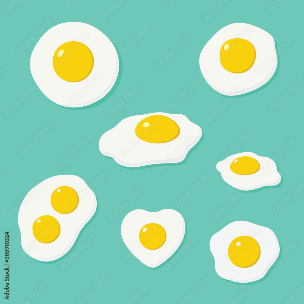 Fried egg breakfast. illustration vector cartoon icon isolated. Flat omelet meal yolk logo shape symbol design.
