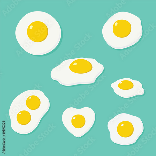 Fried egg breakfast. illustration vector cartoon icon isolated. Flat omelet meal yolk logo shape symbol design.