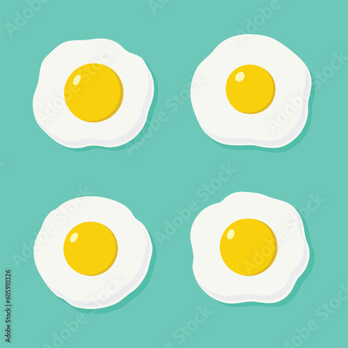 Fried egg breakfast. illustration vector cartoon icon isolated. Flat omelet meal yolk logo shape symbol design.