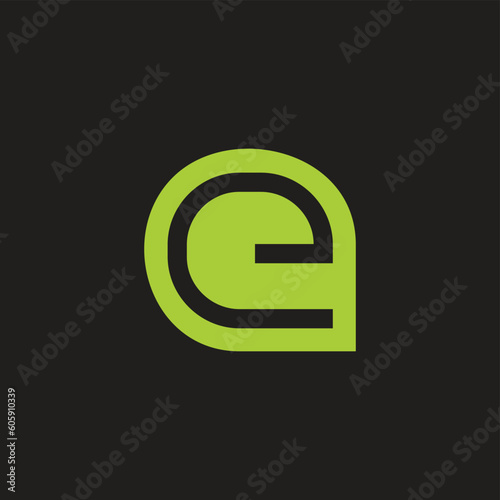 letter e eco green leaf outline logo vector