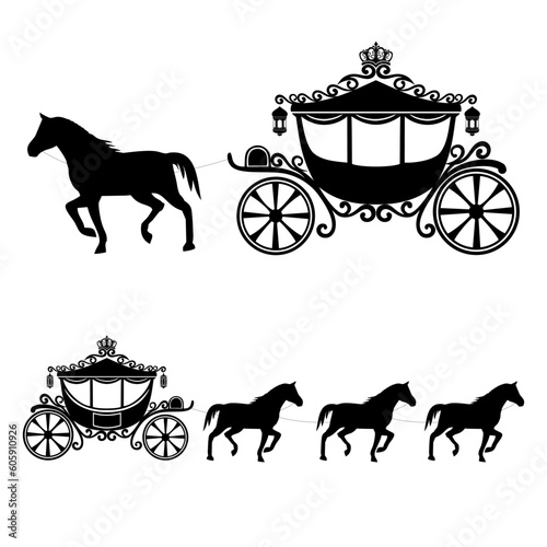 horse carriage vector