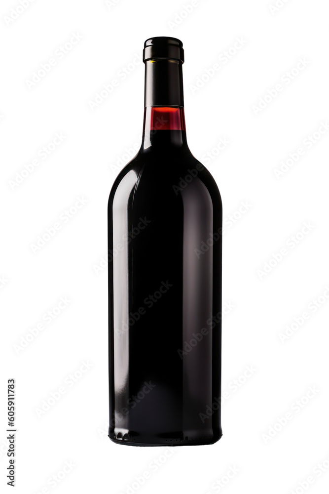 Red wine bottle isolated on transparent background, PNG, Generative AI Red wine bottle isolated on transparent background, PNG, Generative AI