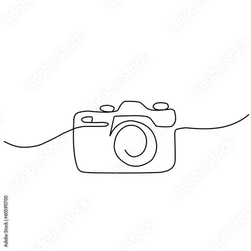 Continuous Line Drawing Of Retro Photo Camera 