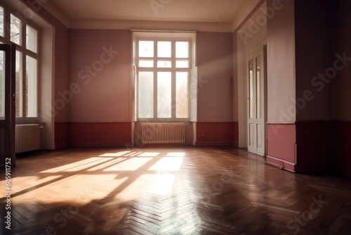 Empty living room with white wall in the background   Modern living room interior with white wall   Empty room with window in modern house Generative AI  