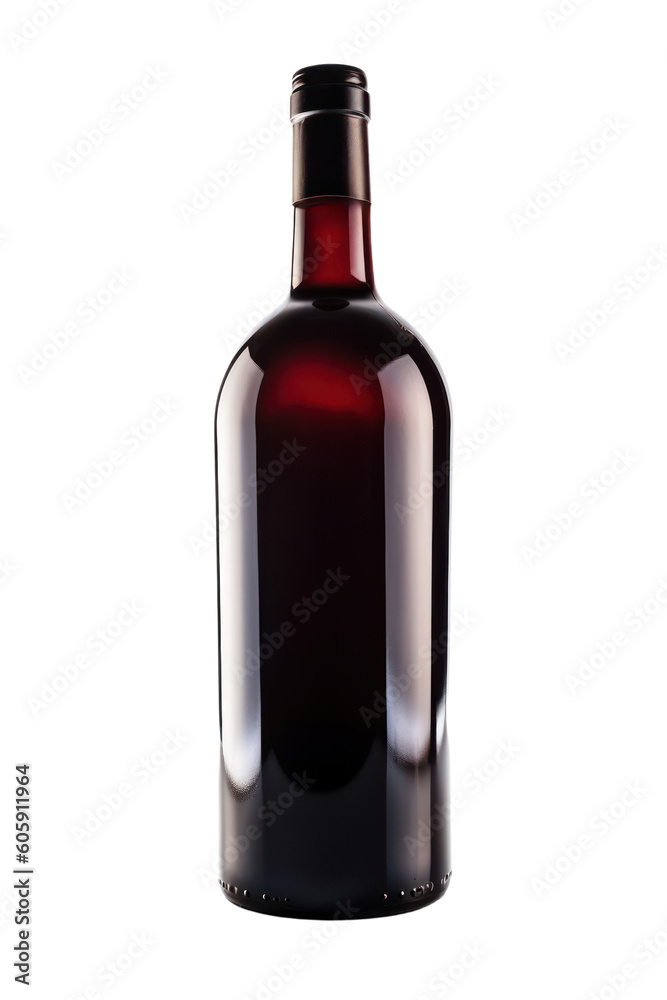 Red wine bottle isolated on transparent background, PNG, Generative AI Red wine bottle isolated on transparent background, PNG, Generative AI