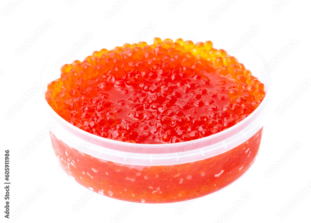 Red salmon caviar isolated on white background Red salmon caviar isolated on white background