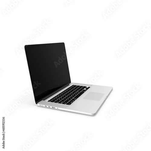 3D Rendering : Illustration of laptop notebook mock up with color background. float or levitate laptop. technology gadget for hipster background concept. high resolution
