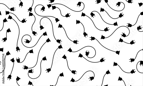 seamless electric cable with plug and socket,modern seamless pattern,modern technology seamless wallpaper pattern