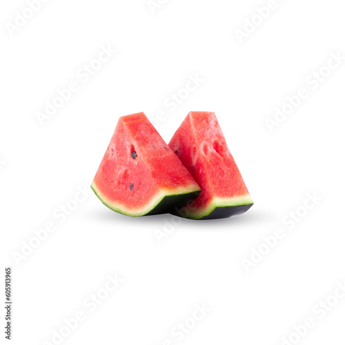 Watermelon is sweet and juicy isolated on an alpha background. two slices of watterWatermelon