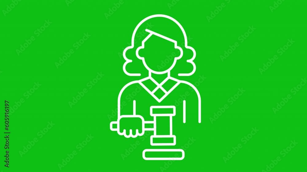 Animated judge white line icon. Court gavel striking animation. Judge hammer. Criminal justice. Loop HD video with chroma key, alpha channel, transparent background. Outline motion graphic animation Animated judge white line icon. Court gavel striking animation. Judge hammer. Criminal justice. Loop HD video with chroma key, alpha channel, transparent background. Outline motion graphic animation