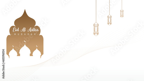 Minimalist and clean poster background banner design for the celebration of the Islamic religion, namely Eid al-Adha