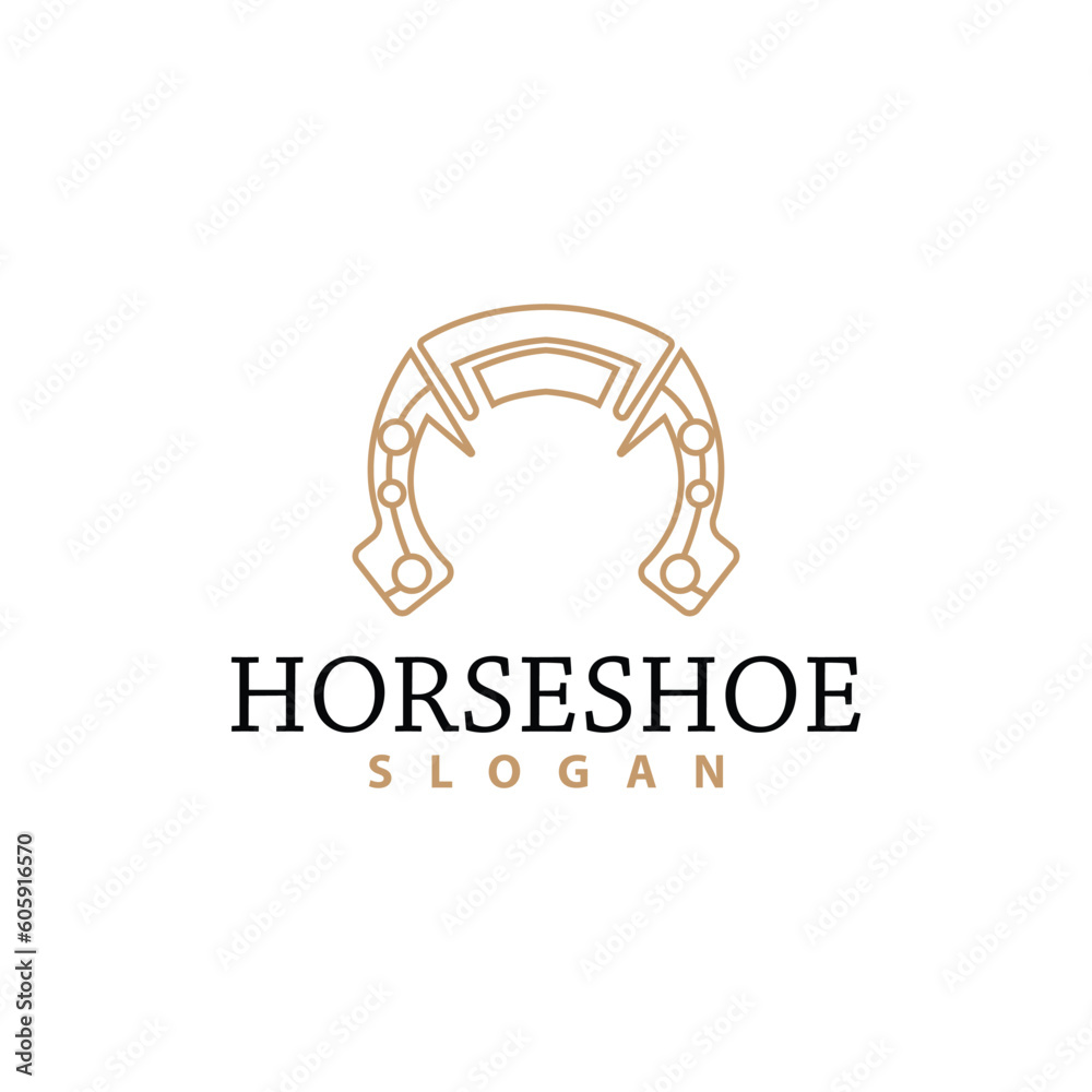 Fototapeta premium Horseshoe Logo, Horse Vector Vintage Elegant Old Retro Texsas Design, Silhouette Symbol Icon