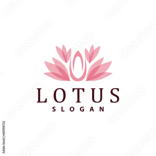 Lotus Logo  Flower Plant Vector  Minimalist Simple Line Design  Symbol Icon Template