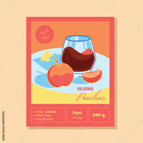 colombia pecahes coffee label