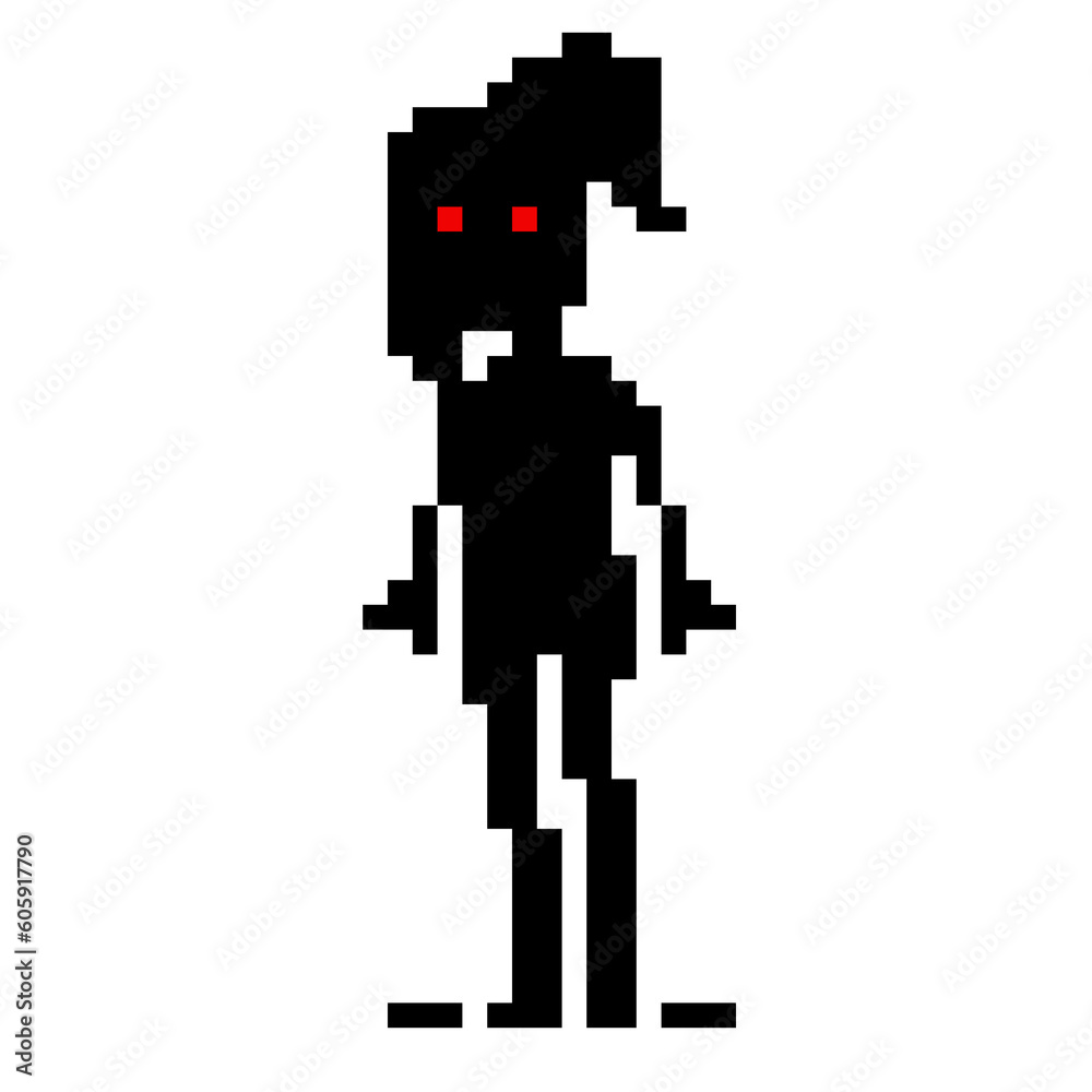 Fototapeta premium Pixel art shadow woman character.
