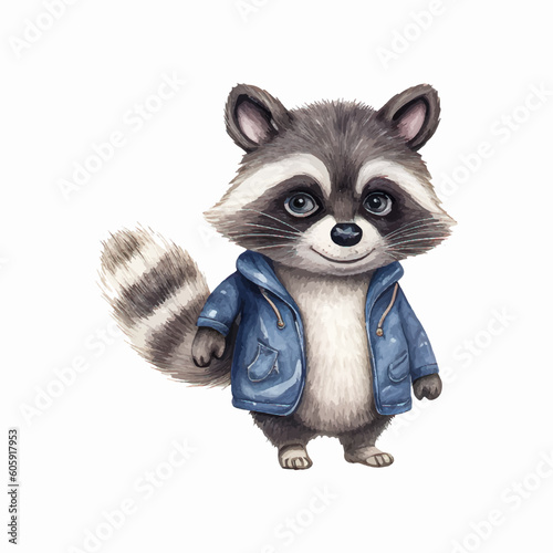 cute raccoon mascot painting vector illustration