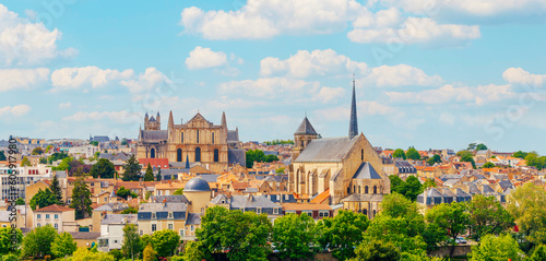 Panoramic view of Poitiers city landscape- France photo