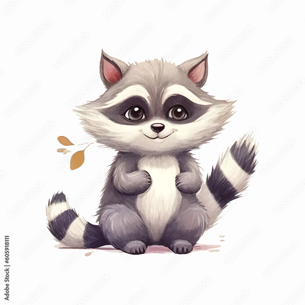 Fototapeta premium cute raccoon mascot painting vector illustration