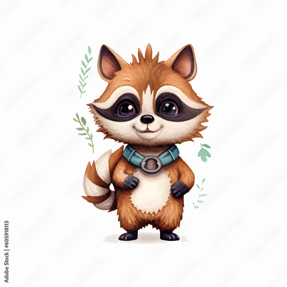 cute raccoon mascot painting vector illustration