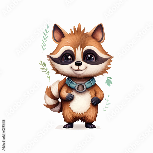 cute raccoon mascot painting vector illustration