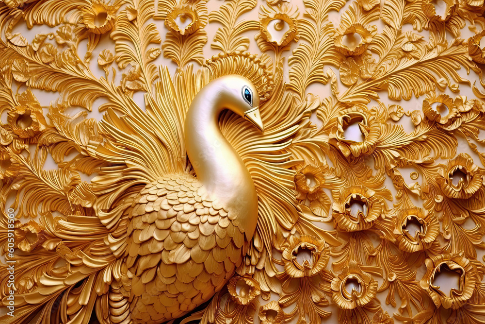 Obraz premium 3D Clay peacock made with generative AI.