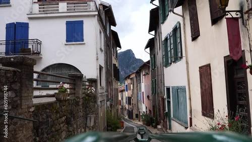 pitoresque street of Tarascon sur Ariege, France photo