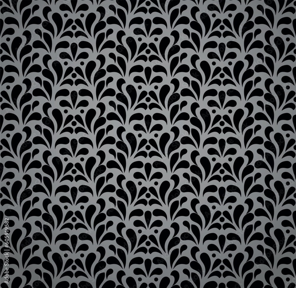 Fototapeta Flower geometric pattern. Seamless vector background. Gray and black ornament