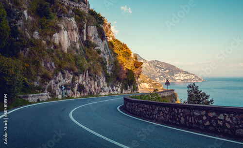 Obraz na płótnie Scenic winding road on Amalfi Coast in Liguria region