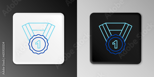 Line Dog award symbol icon isolated on grey background. Medal with dog footprint as pets exhibition winner concept. Colorful outline concept. Vector