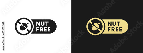 Nut free label or Nut free symbol vector isolated in flat style. Best Nut free label for product packaging design element. Simple Nut free symbol for packaging design element.