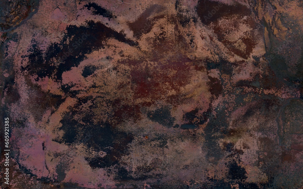 Vintage texture of old oxidized copper with some spots and stains on it Abstract grunge rusty metal texture background for web site or mobile devices design with copy space for text or image.