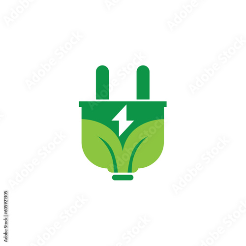 green energy logo eco technology electric nature power vector symbol
