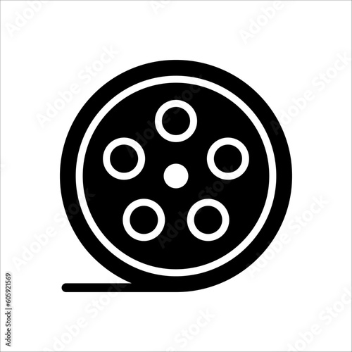 Solid vector icon for film reel which can be used various design projects.