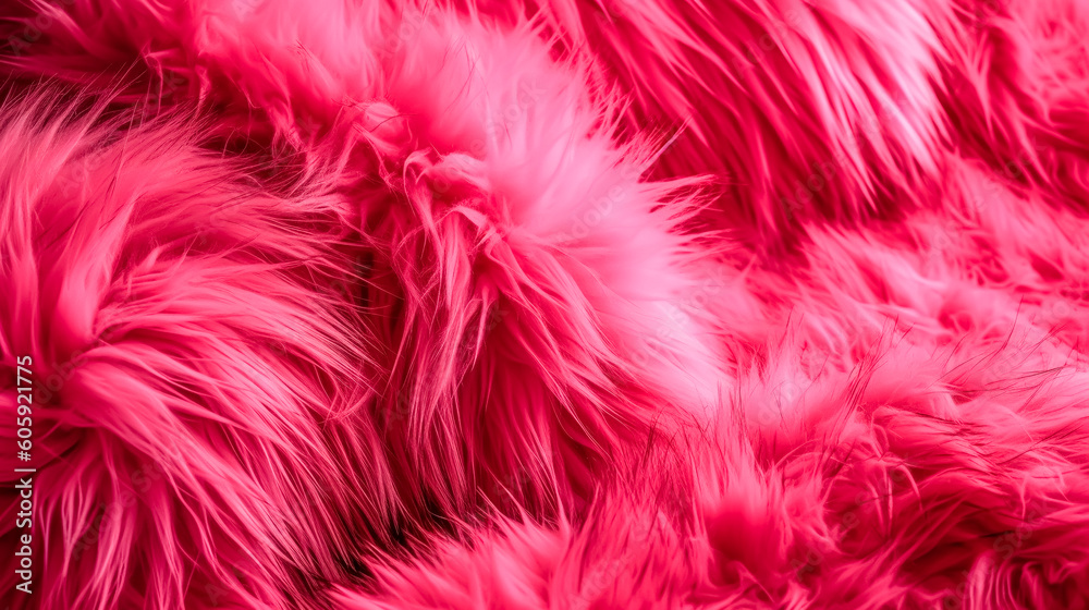 Fuchsia shaggy long pile artificial fur, generative AI.