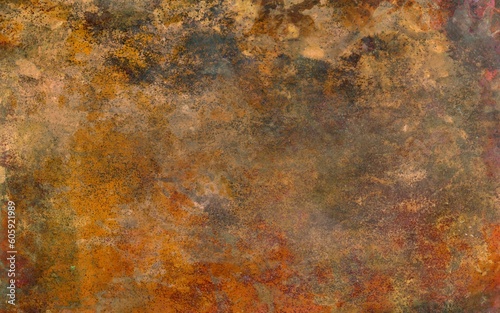 Vintage texture of old oxidized copper with some spots and stains on it Abstract grunge rusty metal texture background for web site or mobile devices design with copy space for text or image. © Valerii