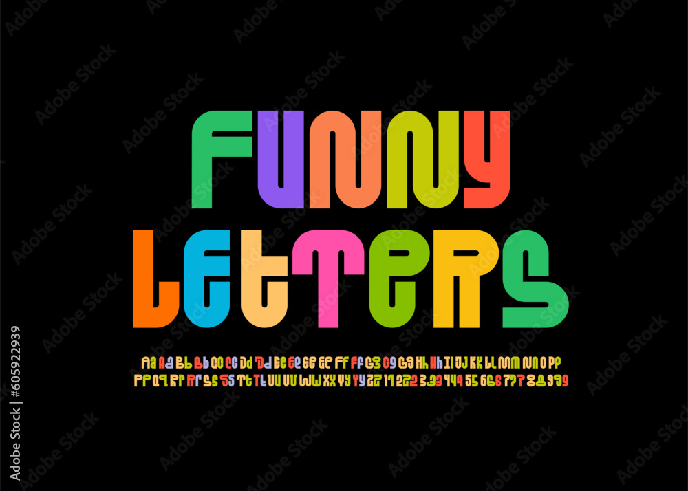 Fototapeta premium Art alphabet font, abstract typography letters and numbers, vector illustration 10EPS