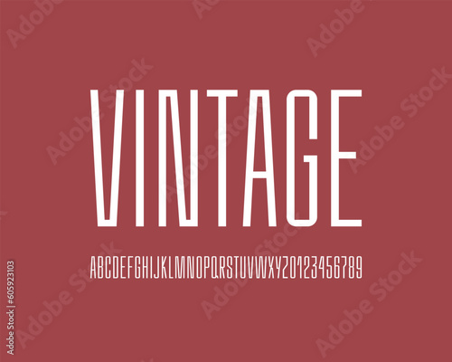 Longest font, high alphabet, tall letters and numbers, for your designs logo, movie banner, cinema poster, magazine and more, vector illustration 10EPS