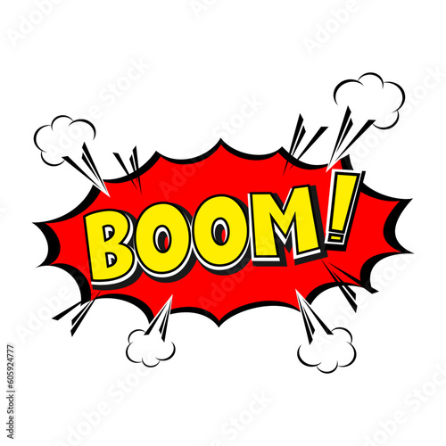 Lettering Boom.  Comic text sound effects. Vector bubble icon speech phrase, cartoon exclusive font label tag expression, sounds illustration. Comics book balloon.