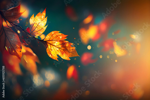 Autumn leaves background. Generative ai.