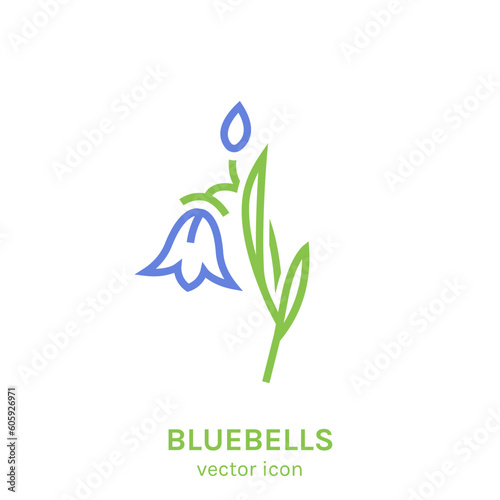 Hyacinthoides non-scripta. Outline element for logotype, symbol, insignia design.