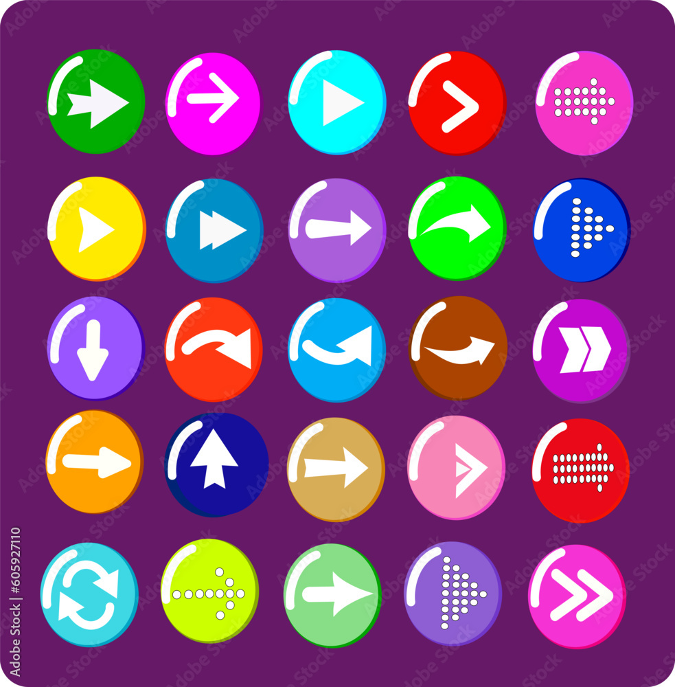 Flat and round set of arrow icons. Replaceable vector design. Flat and round set of arrow icons. Replaceable vector design.