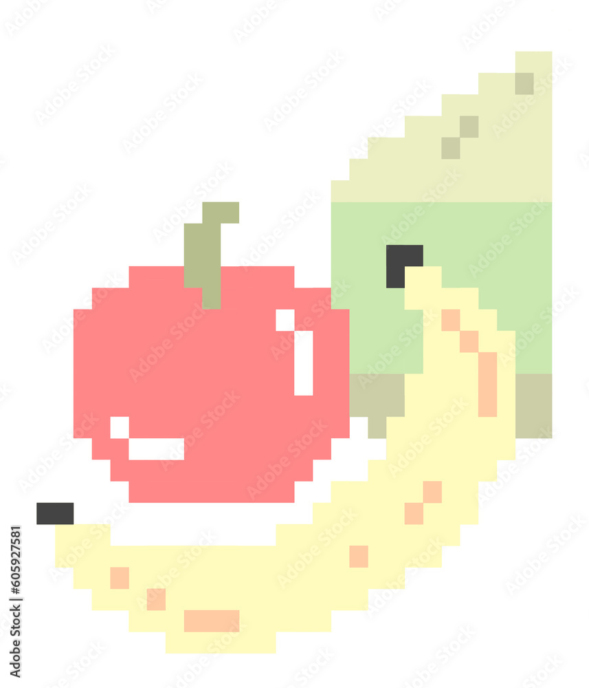 Three Fruits, Pixel Art Three Fruits, Pixel Art