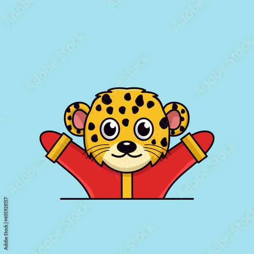 Vector illustration of cute cheetah animal