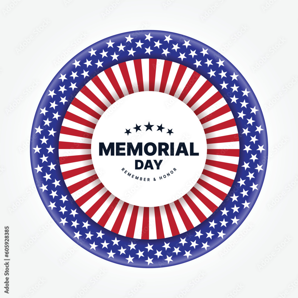 Memorial day Remember and honor text in circle American Flag sign with ...