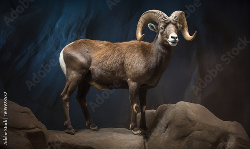 photo of mouflon in its natural habitat. Generative AI