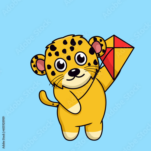 Vector illustration of cute cheetah animal