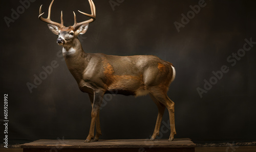 studio photo shot of mule deer on dark background. Generative AI photo